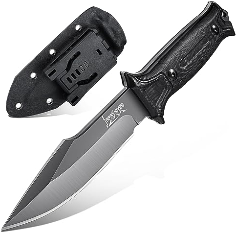 Japaknives Survivalmesser für den Außenbereich, Campingmesser mit Kydexhülle, Messer mit fester Klinge, G10-Griff, Geschenk für Herren
