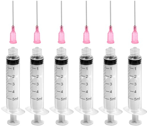 12 Stück Spritzen 5 ml, Spritze Mit Stumpfer Nadel, Plastikspritze, Dosierspritze, Kolostrum Spritze, Injektionsspritze, Für Labor, Industriell, Flssigkeitsmessung, DIY Craft Nachfüllkleber