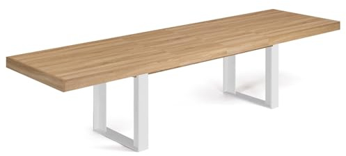 IDMarket - Table à Manger Extensible Rectangle Phoenix 6-12 Personnes Bois et Blanc 200-300 cm