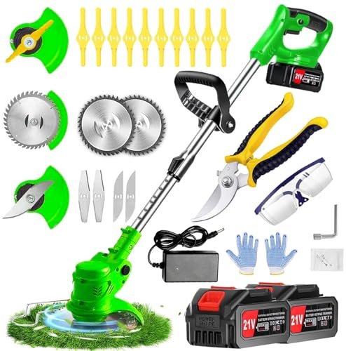 Strimmer，Garden Strimmer, Battery Strimmer ，Cordless Strimmer,Electric Strimmer with 2Ah Li-ion Battery and Charger，Grass Strimmer Suitable for gardens and lawns