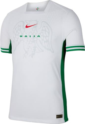 Nike Top Nigeria Herren Dri-Fit ADV Match JSY Short-Sleeve Home, White/Lucky Green/Challenge Red, FJ1186-100, XL