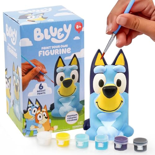 Bluey Paint Your Own Figurine, Fun Paintable Ceramic Figure, Includes 6 Acrylic Paints, Paintbrush, Toys, Birthday Decorations, Party Favors, Kids Activities