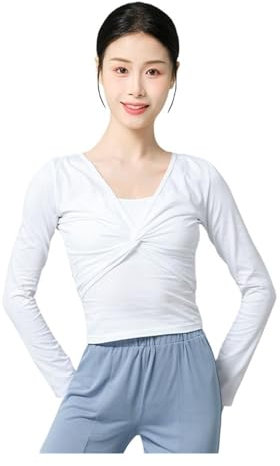 Top A Fascia Per La Danza Classica Top da balletto donna Giacca da danza classica Top da danza Top avvolgente Top coat Camicia da ballo a maniche lunghe in cotone for donna Top Avvolgente Per Balletto