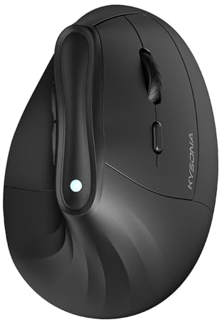 KYSONA 57° ergonomisk trådlös tornmus, vertikal tyst ergo-mus, Bluetooth (BT5.0, BT3.0) & 2,4G, (800/1200/2400/2400/4000), 5 knappar för Windows, macOS, iPadOS, bärbar dator, PC, svart