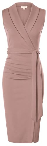 GRACE KARIN Women Midi Bodycon Dress Sleeveless Vest Top Wrap Business Dresses for Office Work Casual Formal Party Pink 10