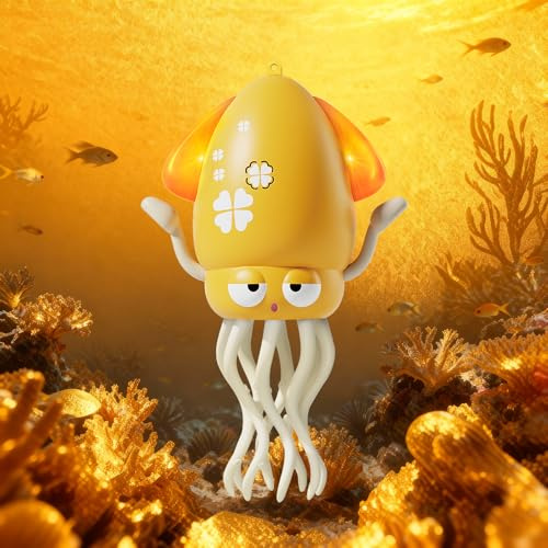 KJIXYUNG Juguete Pulpo Bailarín y Gateador con Luces LED y Música - Juguete Musical Interactivo con Balanceo Automático, Divertido Regalo de Cumpleaños (Amarillo)