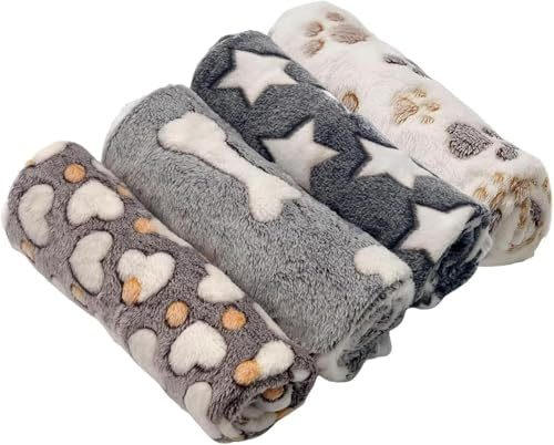 Mornavith 4Pcs Pet Blanket - Washable and Soft Dog & Cat Blanket, Cozy Puppy Sleeping Mat for Indoor Use