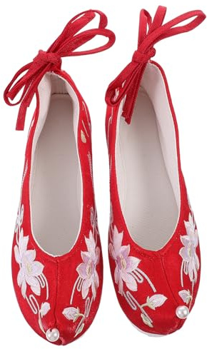 Abaodam Scarpe Ricamate in Stile Cinese Hanfu da Donna Pantofole in Stoffa Traspirante Tacchi a Zeppa Nascosto Leggere e Comode per Stagioni Calde Design Floreale Tridimensionale
