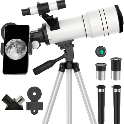 Aperture Telescope for Astronomy, Kids telescope,150X Zoom Travel Telescope | 70mm telescope with Tripod (41-117cm Adjustable), Phone Adapter and Full Accessories Kit, for Adults and Beginners