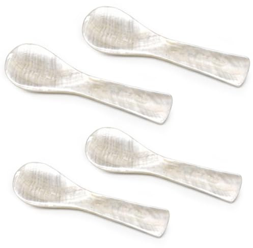 Cucharas De Caviar De 4 Piezas, Cucharas De Perlas Hechas A Mano Con Asas Redondas, Accesorios De Mesa, Aptas Para Helados, Café, Mermelada.