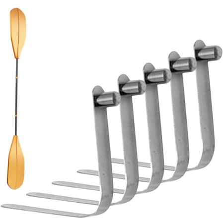 Paddelclips 5-pack V-formad låspinne | Fjäderbelastade skidstavsklämmor För Camping, Kajak, Utomhus, Markis, Båt, Tältpresenning