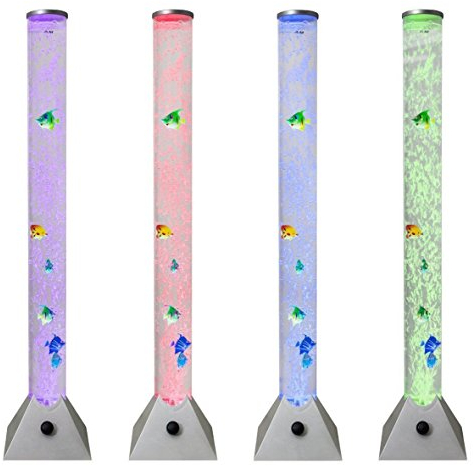 Global Gizmos 45500 Fish Bubble Lamp/Tropical Fish Design / 90cm Tall / 7 Separate Changing Colours Create Unique Sensory Experience/Black Base Colour