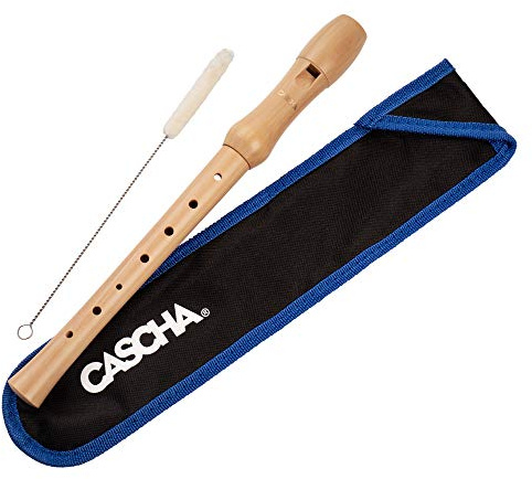 Cascha HH 2074 Flauta de madera de arce, digitación alemana, flauta para niños y principiantes a partir de 6 años, flauta soprano en Do con bolsa, limpiaparabrisas y grasa de corcho