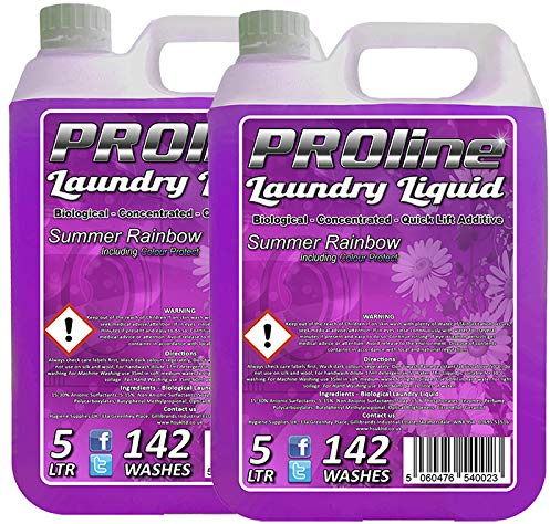 Proline Bio Laundry Liquid Summer Rainbow Colour Protect Washing Detergent 2 x 5L (284 Washes)
