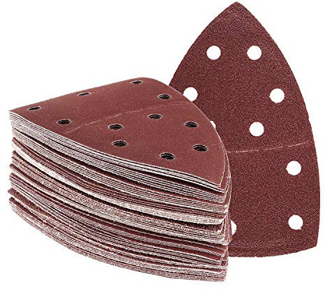 50 hojas de lija triangular con velcro, grano 40, papel de lija Prio, 105 x 152 mm, para multilijadora triangular, hojas de lija