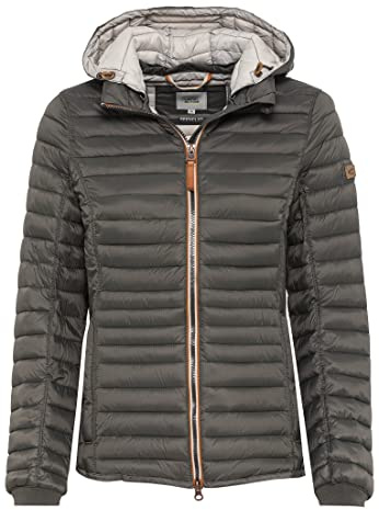 camel active Damen leichte Steppjacke mit Abnehmbarer Kapuze Khaki, womenswear-44