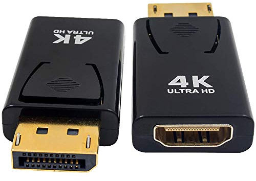 Maxhood 2-Pack DisplayPort to HDMI Adapter, 4K, DP Male to HDMI Female Converter, Gold-Plated, for HP, HDTV, ThinkPad, Projector, Desktop