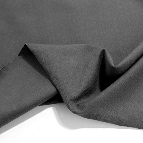TOLKO 50cm Baumwoll-Jersey für Shirt Kleid Rock | Kleiderstoff weich Blickdicht knitterarm elastisch | Stoffe zum Nähen Stoff Meterware | 150cm breit Baumwollstoff (Anthrazit)