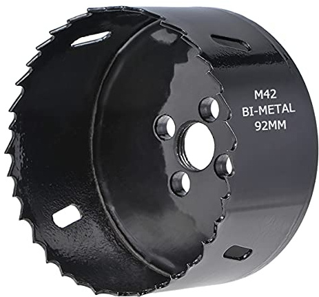 SagaSave HSS Bimetall-Lochsäge mit Maislochbohrer, Lochschneider für Edelstahl, Metall, Holz, Kunststoff, Trockenbau, Faserplatte, 92mm, 1 Stück