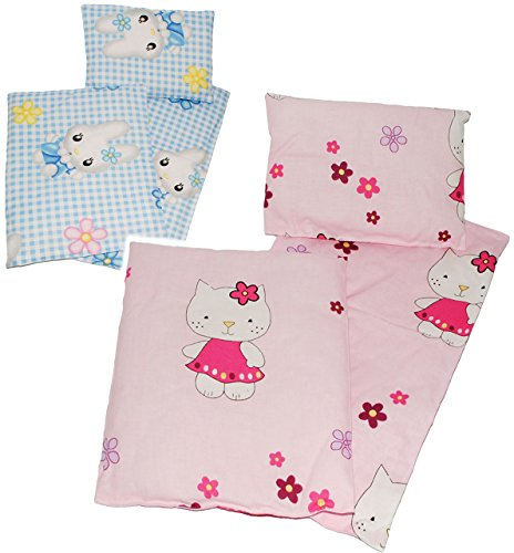 alles-meine.de GmbH 3 TLG. Set Puppendecke & Kissen - mit Unterlage - aus 100% Baumwolle - Stoff - Bettwäsche - für Puppen - Bettzeug - Kopfkissen - ideal für Puppenwagen/Pu..