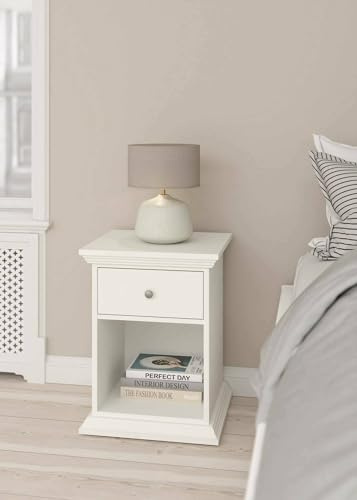 Dmora Mesita Mimi, cómoda Baja, Mesa de Noche, Estante de Cama, 48 x 43 x 63 cm, Color Blanco
