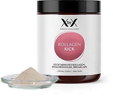 XbyX Kollagen Kick 90 g | 45 Portionen | Vegetarisches Premium Kollagen Pulver aus Eierschalenmembran für Haut, Haare, Knochen, Muskeln, Nägel und Gelenke | Typ 1, 5 und 10 Kollagen | Aus Deutschland