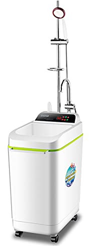 YYUINU Scaldabagno Elettrico 100L Orizzontale,2000W Doccia Elettrica Acqua Calda Mobile Portatile,Pannello LCD Intelligente,IPX4 Impermeabile, Azzurro Funzione di Depurazione delle Acque, Faucet Type