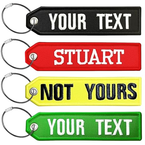 Customizable Luggage Tag, Personalized Embroidery Name ID Suitcase Labels Tags with Stainless Steel Loop for Luggage Travel Bag Backpack, Key Tags for Men Women