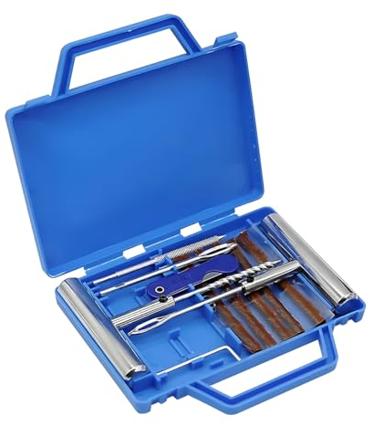JNNJ 12 Pezzi Kit di Riparazione Pneumatici, Tubeless Kit Riparazione Gomme, Kit Antiforatura per Auto Strumento di Riparazione Forature, Ripara Pneumatici Gomme Set, per Auto, Camion, Moto, SUV