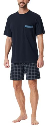 Schiesser Herren Schlafanzug kurz Rundhals - Nightwear Set, Nachtblau_180261, 60