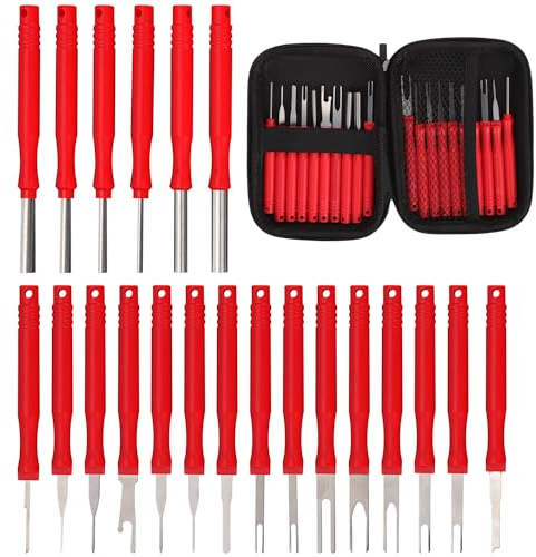 21pcs Terminal Pin Removal Tool Kit, Upgraded Electrical Wire Connector Pin Release Tool Kit, Electrical Connector Depinning Tool Set Terminal Pin Extractor Tool Kit for Household Devices Automotive