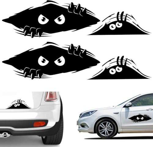 4 Stück Lustige Monster Autoaufkleber,Cartoon Monster Auto Aufkleber,Peeking Monster Auto,3D Cartoon Aufkleber,Wasserdicht 3D,für Stoßstange Laptop 28 * 11cm