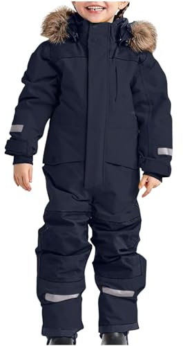 Skianzug Kinder Thermo Fleecegefüttert Skijacke Unisex Skibekleidung Wasserdicht Winddicht Skianzug Winter Schneeanzug Bequem Warm Klassische Schneeoverall Weich Schneeanzüge