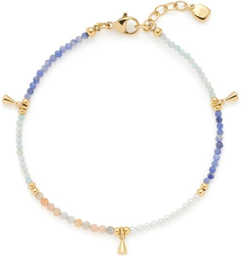 JEWELS BY LEONARDO armband Ciao Babelli, armsmycken av guldfärgat rostfritt stål, pastellfärgade naturstenar och små gulddroppar, 18–19,5 cm längd, smycke damer, 024472, Eine Grösse, Rostfritt stål,
