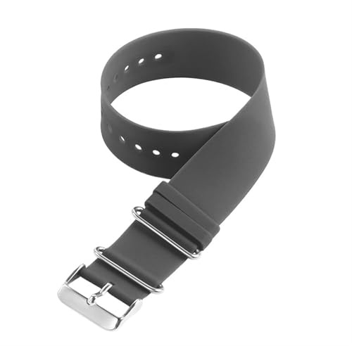 HBGRVCKS Einteiliges Silikon-Uhrenarmband, 20 mm, 22 mm, Unisex-Ersatzarmband aus Gummi for herkömmliche Uhren oder Smartwatches, Uhrenzubehör(Grey,20mm)