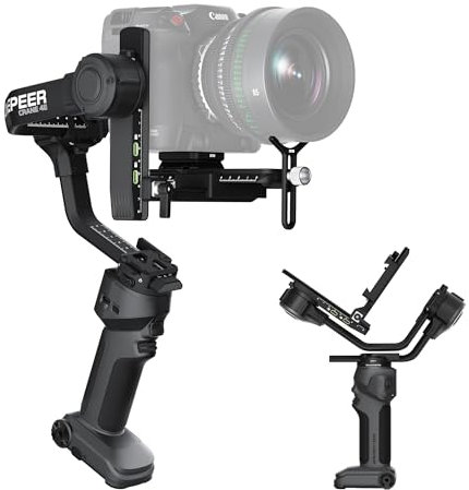 ZHIYUN CINEPEER Crane 4E Estabilizador de Cámara, 3 Ejes Gimbal para Cámara DSLR y Mirrorless, Ligero, Estabilizador Gimbal para Nikon/Canon/Sony/Panasonic/Fujifilm, Gris Oscuro