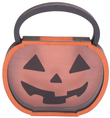 Hztyyier Caja de Dulces de Calabaza, Contenedor Portátil y Reutilizable para Golosinas de Calabaza, Adecuado para Fiestas, Hecho de Madera Contrachapada de álamo