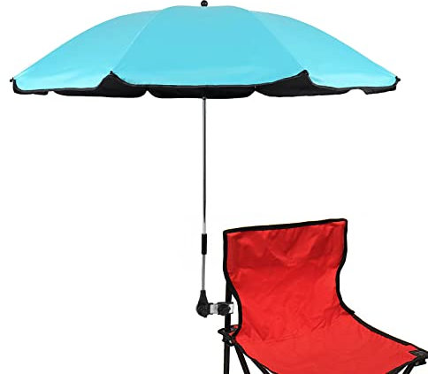 Starry City Paraguas solar de silla con pinzas ajustables, paraguas con clip fijo, para terraza, playa, carrito, silla de ruedas, carrito de golf (azul)