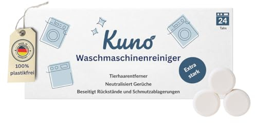 Kuno Waschmaschinenreiniger – Stark gegen Geruch & Kalk - Tierhaarentferner Waschmaschine - Waschmaschinen Kalkentferner - 24 Tabs Jahresvorrat (1)