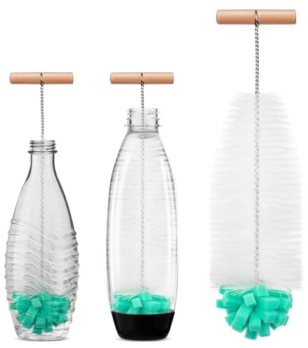 AOOTE Cepillo para Botellas de Cristal,Cepillos para Botellas,Cepillo Adecuado para Botellas SodaStream,Cepillos Limpia Botella de Cristal para Lavar Termos,Botella para Beber (Verde)