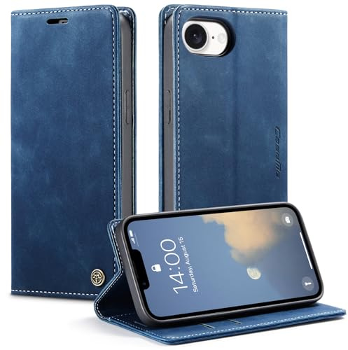 Monweicz Coque pour IPhone 16E Clapet Case en Cuir Pochette Protection Portefeuille Rabat Etui Premium Housse Porte Carte Magnétique Étui pour IPhone 16E, Bleu