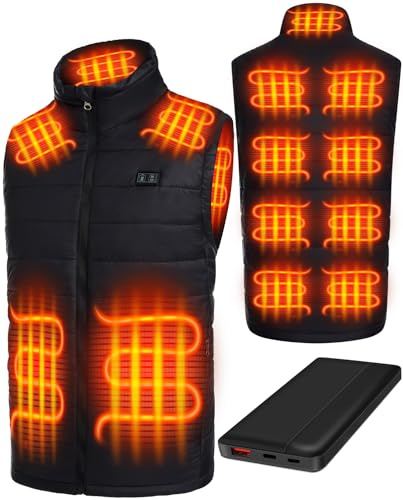Deceny CB Gilet Chauffant Électrique Avec Batterie Veste Chauffante Homme Sans Manche ultraléger 13 Zones Réchauffeurs 3 Modes Chauffante Hiver Vêtement(Noir,L)