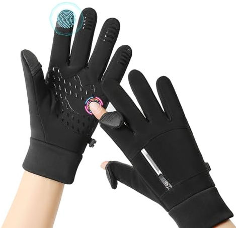 jopavo Gloves for Winter Men Women Windproof Water Resistant - Lightweight Touch Screen Gloves for Hiking Cycling Driving Motorcycle Running,Warm Work Gloves（Black-L-01）