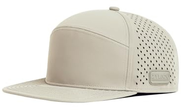 Zylioo XXL Oversize Performance Snapback Hat, Adjustable Flat Bill Caps,Laser Perforated Cap for Golf, Running Workout Beige