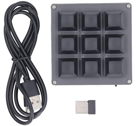YDuupxe Enhandstangentbord Minimekaniskt Speltangentbord 9 Tangenter med USB 2.4G Bluetooth 5.1 för Spelkontor Musik Media Industriell Kontroll