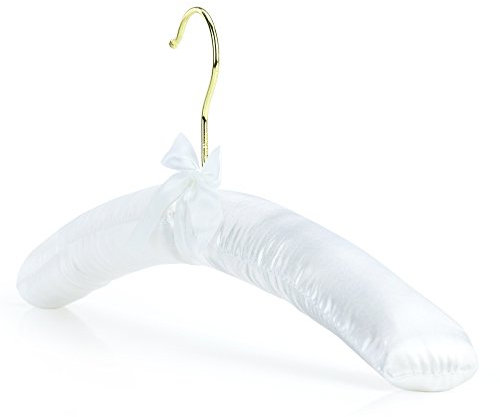 Hangerworld 10 Gepolsterte 43cm Satin Kleiderbügel Weiß Mit goldenem Haken Oberteile