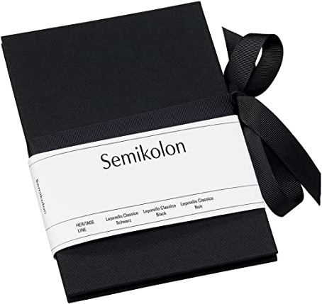 Semikolon 353210 Leporello Classico 12,2 x 17,7 cm - 14 Fotos 10 x 15 cm - Ziehharmonika-Fotobuch - black schwarz