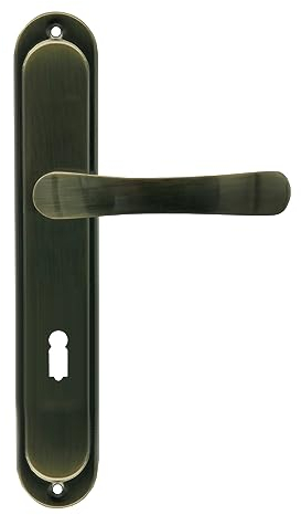 domino Türgriff 72 Drückergarnitur BB-Buntbart Set | Langschildgarnitur | Türklinke für Zimmertür, Kellertür & Innentür | L-Form | Türbeschläge aus Aluminium |Bronze Türdrückergarnitur | NOVA M3