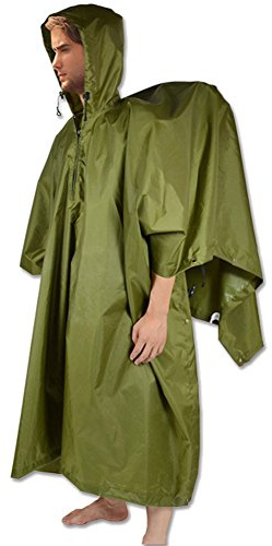 Travel Hiking Raincoat Three in One Multifunction Poncho (military green)