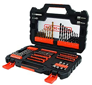 Black+Decker Bohrer- und Schrauberbit-Set (104-teiliges, Metall-, Holz- und Steinbohrer, Stecknüsse, Bits, Magnethalter, Senker) A7230, 31.3 x 23